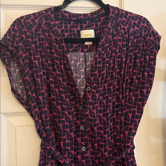 Anthropologie Geoscope Maeve Dark Purple Patterned Jumpsuit - Picture 3 of 11